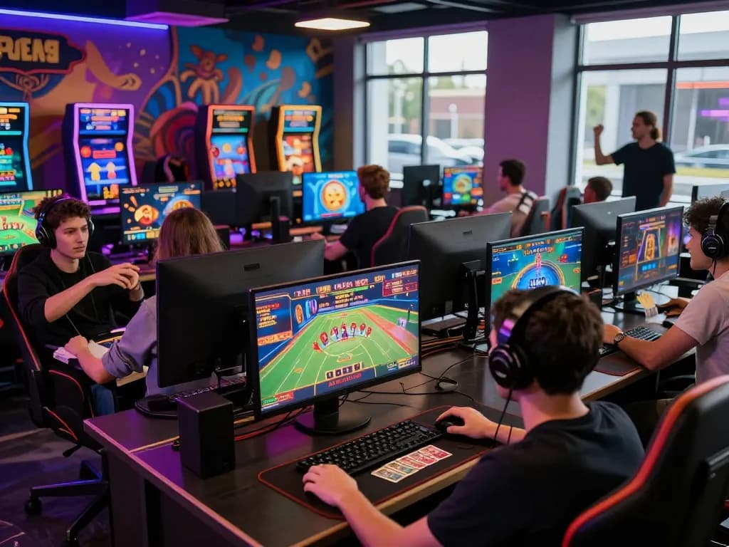 Players experiencing the thrill of online betting at Nhà Cái Kuwin with vibrant gaming setups and immersive environments.