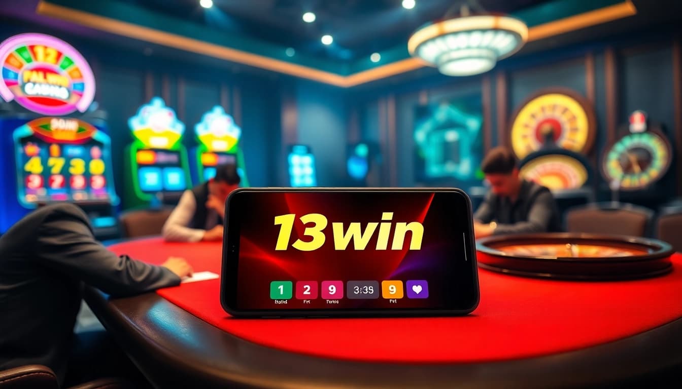 Experience the thrill with the 13win app at a vibrant casino poker table.