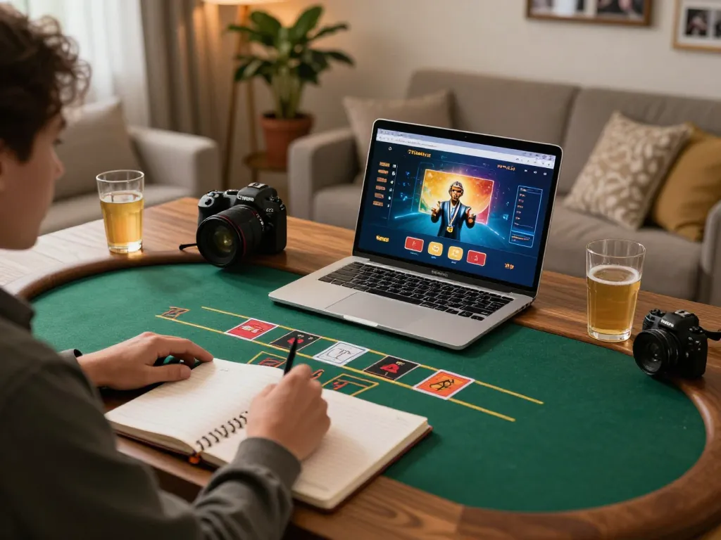 mb88 player engaging in live blackjack online, showcasing strategic gameplay and vibrant home setup