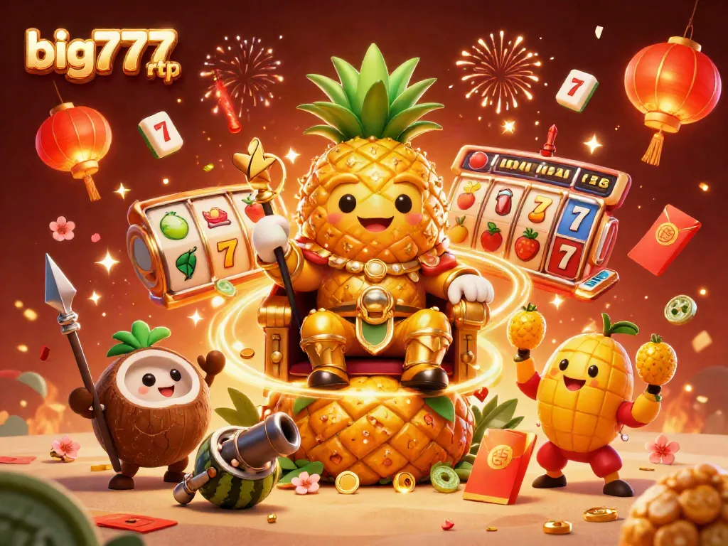 Experience big777 rtp action with vibrant casino characters and festive elements in this dynamic illustration.