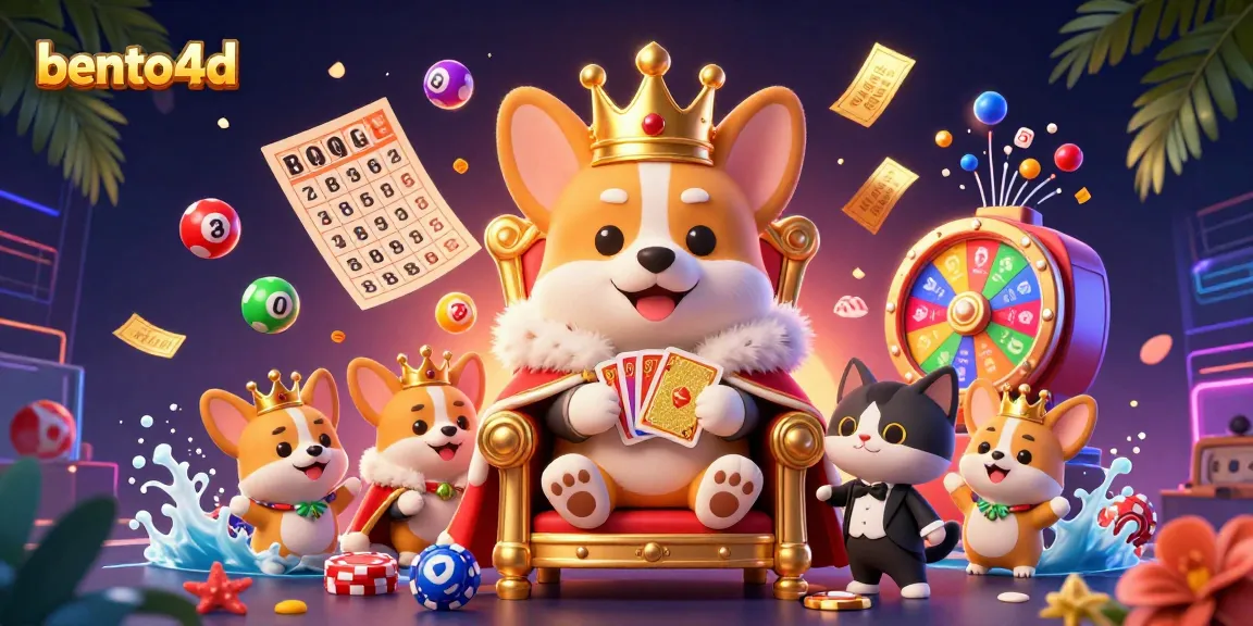 Ikuti permainan lotere yang mendebarkan dengan bento4d, menampilkan bola berwarna cerah dan corgi yang megah.