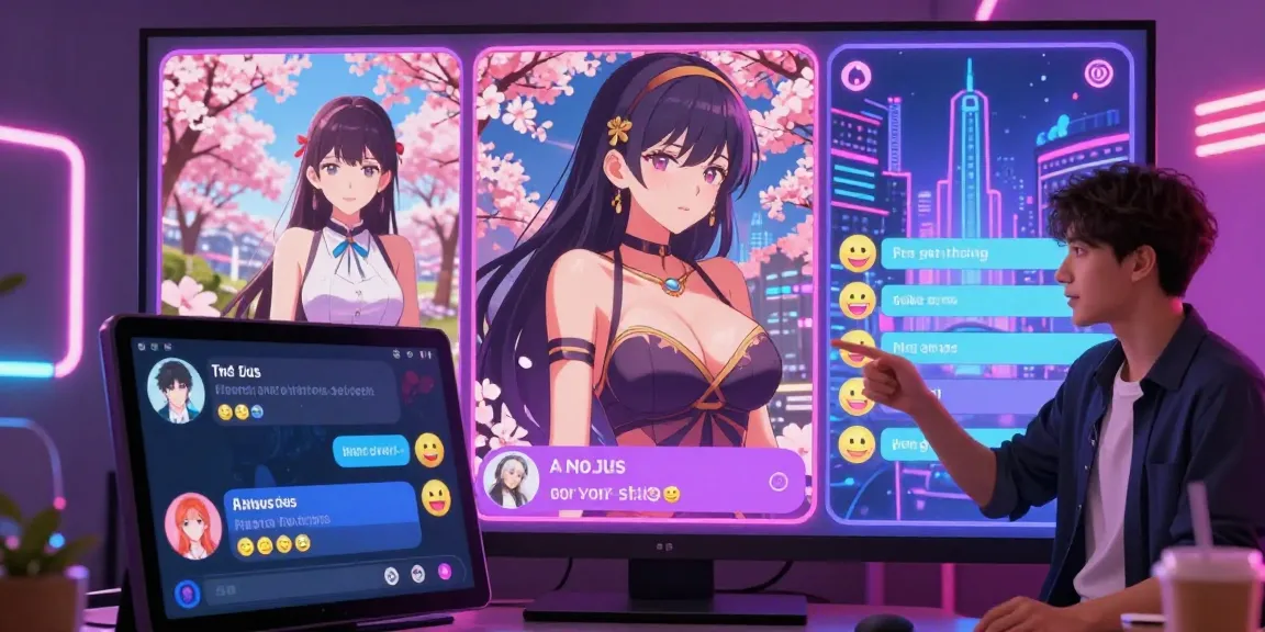 Engaging hentai AI chat scene with animated characters and interactive dialogue options in a vibrant virtual setting.