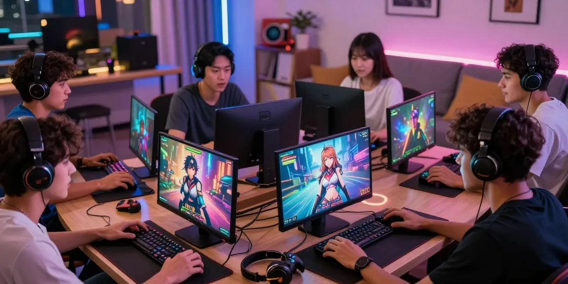 Engaged players enjoying hentai games in a vibrant gaming setting