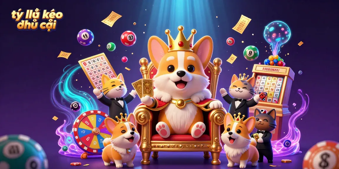 Experience tỷ lệ kèo nhà cái in an exciting 3D casino scene with bouncing lottery balls and vibrant game elements.