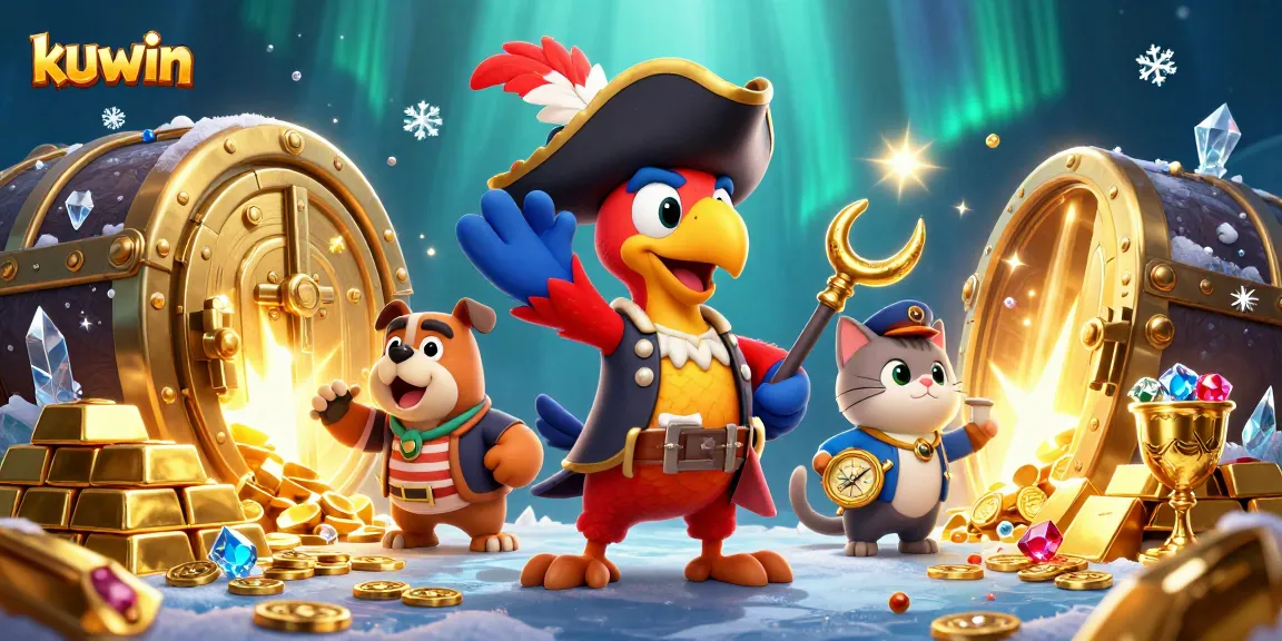 Experience the thrilling world of kuwin casino with pirate adventures and treasure hunting in this vibrant illustration.
