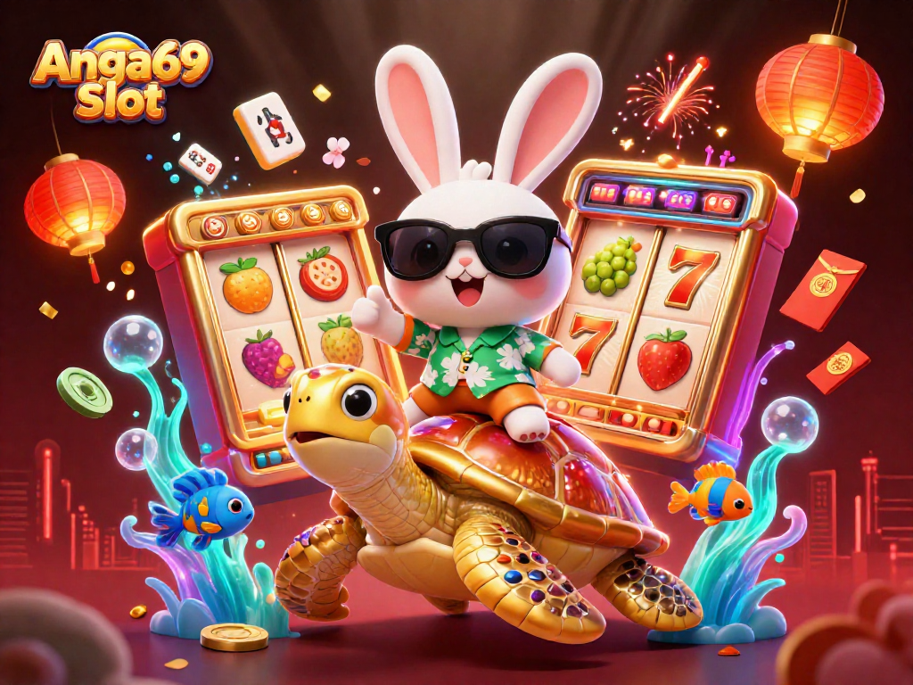 Play Angka69 Slot with exciting visuals featuring a lucky rabbit and colorful game elements.