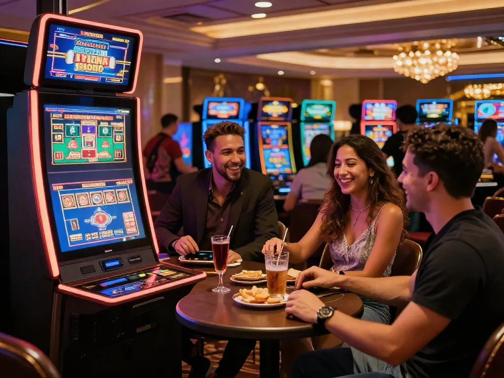 Exciting gaming scene featuring the vibrant SLOT GACOR in action with friends enjoying online slots.