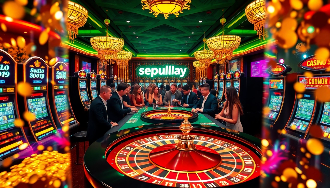 Experience the excitement of sepuhplay at a vibrant casino table surrounded by engaging players.
