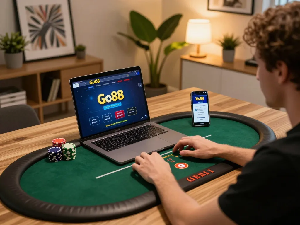 Engaging in a Go88 online poker game with vibrant atmosphere and strategic focus