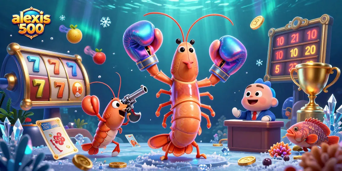 Engage with the action at alexis 500 as mantis shrimp and friends celebrate big wins in a vibrant casino!