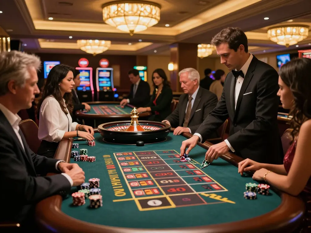Iwin players engaging in a thrilling roulette game at a vibrant casino table