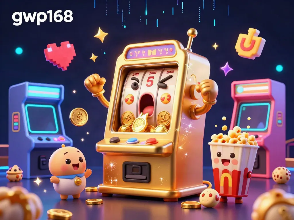 GWP168 menghadirkan pengalaman bermain slot yang menyenangkan dengan mesin slot emas dan uang koin yang berjatuhan.