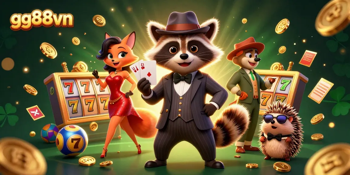 Experience thrilling gaming with gg88vn as cartoon characters celebrate a jackpot win.