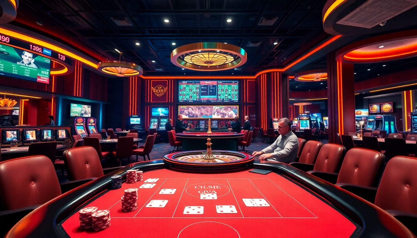 Exciting poker game action at nhà cái thabet casino with vibrant chips and cards.