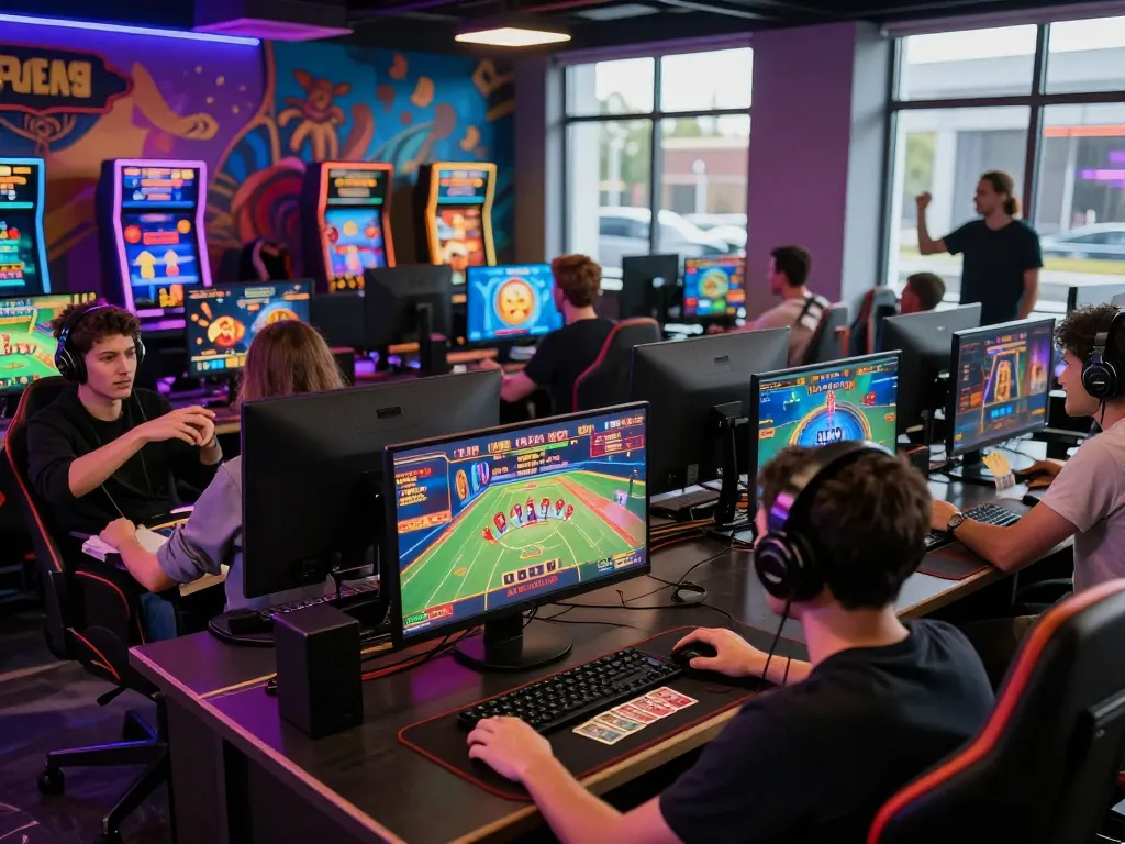 Players experiencing the thrill of online betting at Nhà Cái Kuwin with vibrant gaming setups and immersive environments.