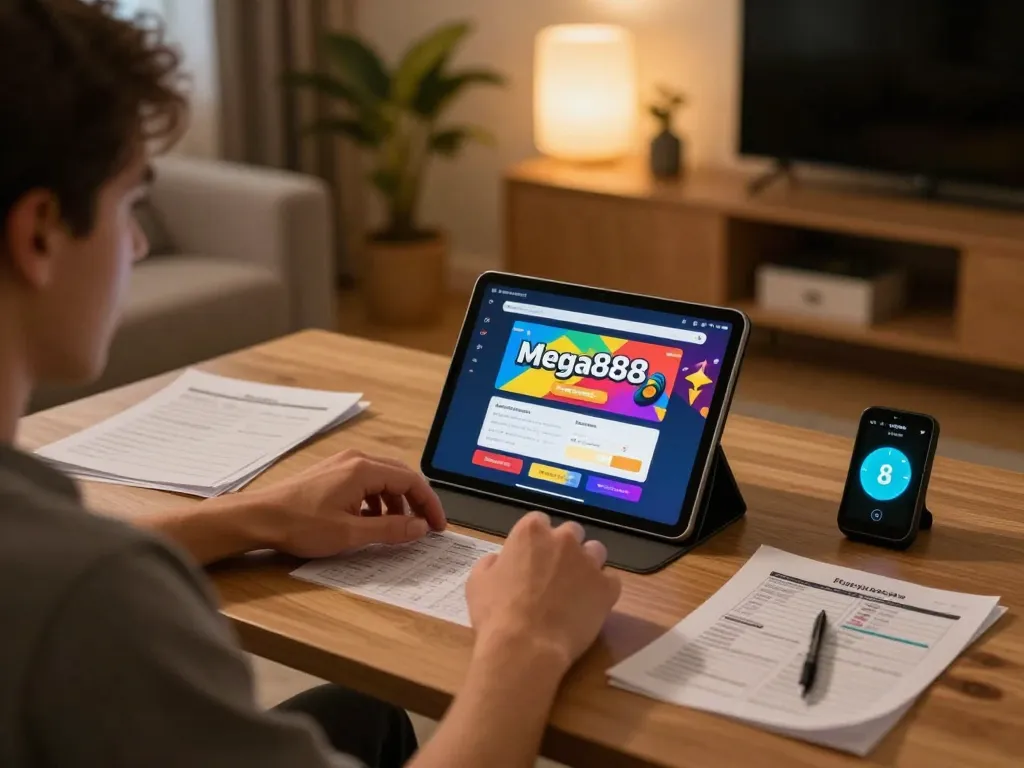 Engaging in responsible gaming while using the tablet to download mega888 in a cozy environment