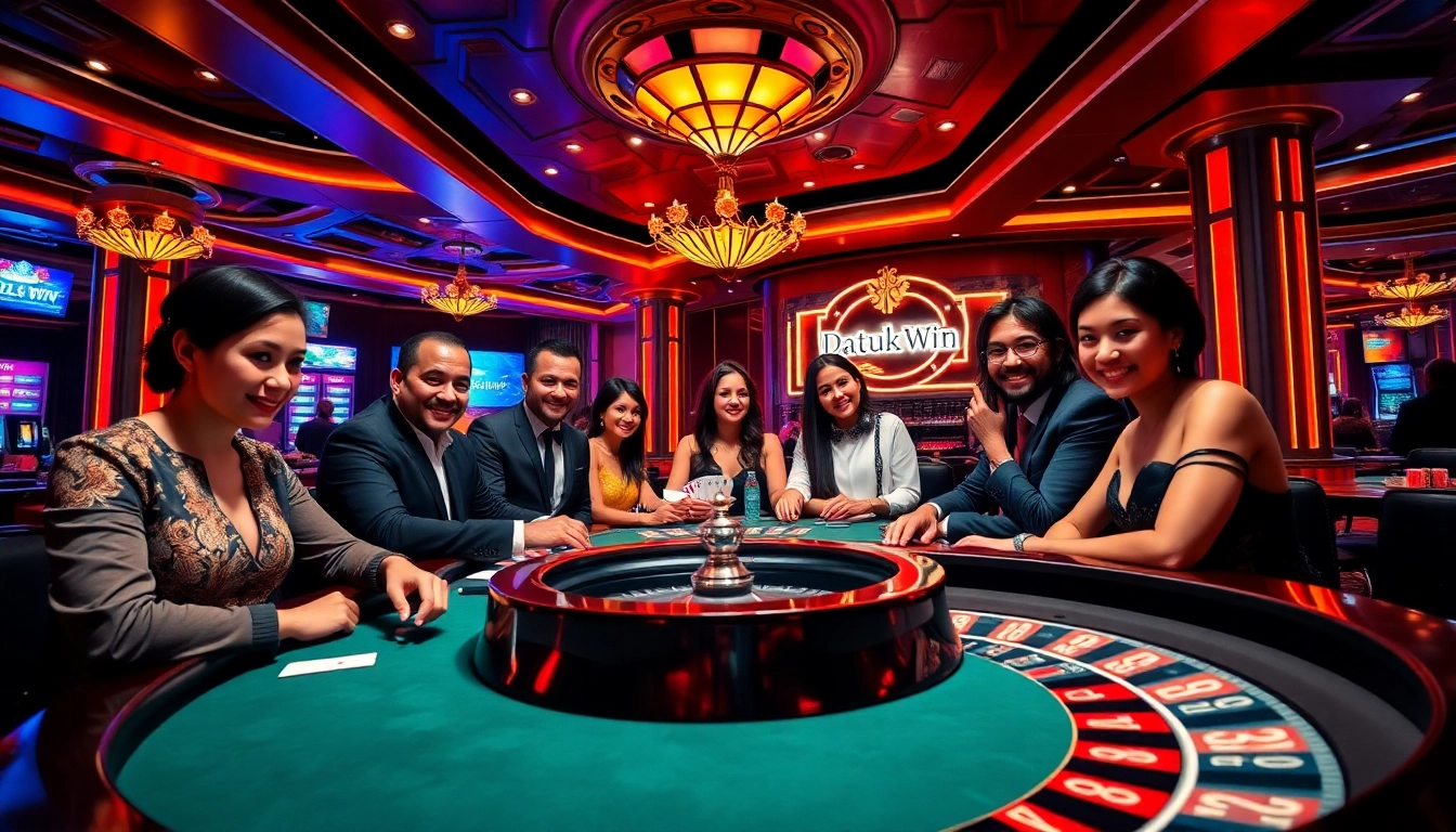 Rasakan kegembiraan kasino bersama para pemain di meja yang merayakan Datuk Win.