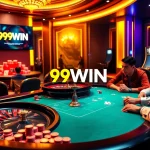 Engaged gamblers enjoying a thrilling game experience at 99WIN casino tables with vibrant atmosphere.