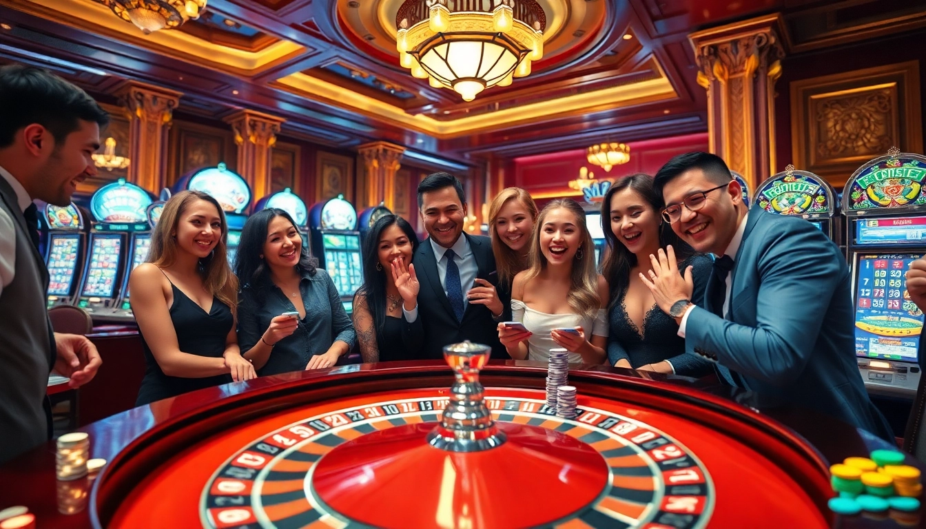 Players experiencing excitement at the so do casino while betting on roulette and slot machines.
