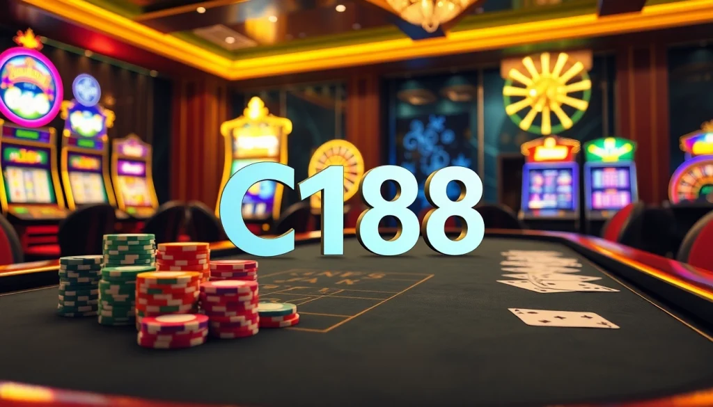 C168 poker table with chips and cards in a luxurious casino setting