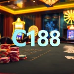C168 poker table with chips and cards in a luxurious casino setting