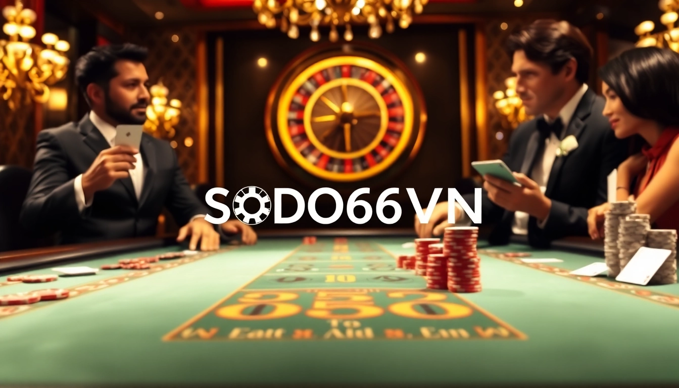 Experience thrilling gambling action at SODO66VN with luxurious casino visuals and vibrant players.