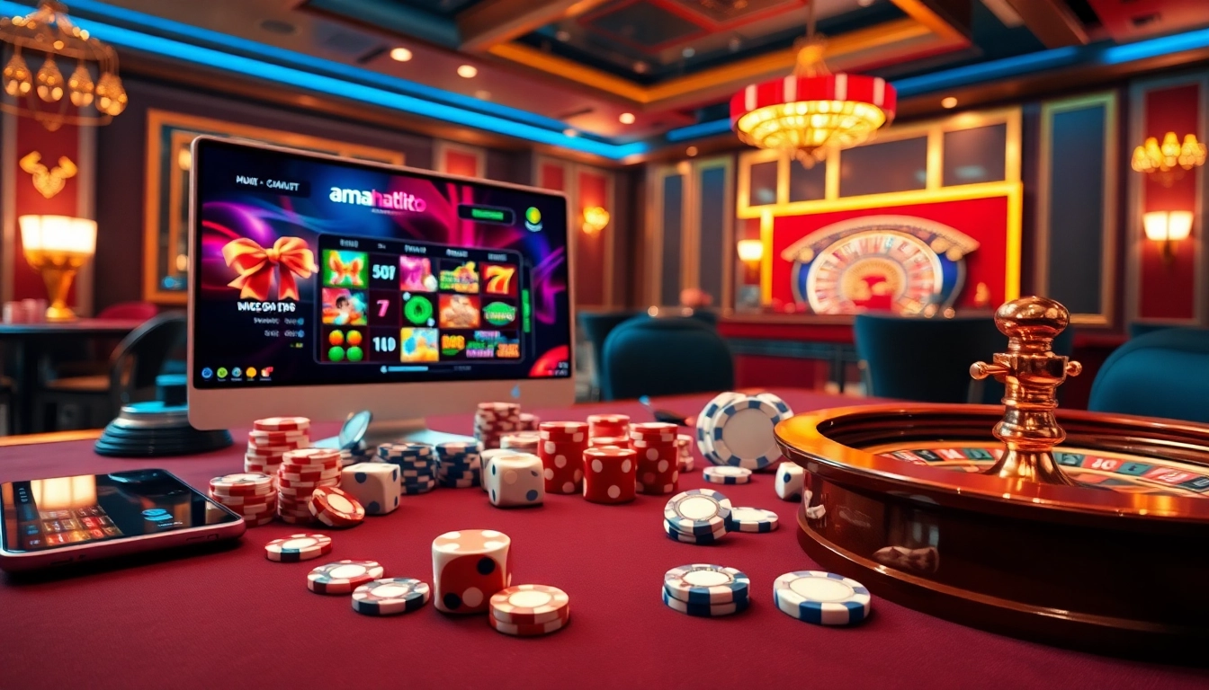 Experience the thrill of amanahtoto with vibrant slot games and exciting poker chips.