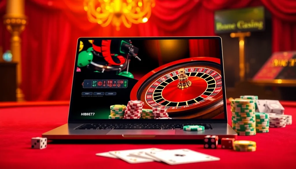 Experience online gaming excitement at http://hbbet7.club/ with vibrant casino elements like roulette and cards.