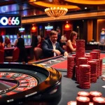 SODO66 casino scene with players enjoying poker and slot machines in a luxurious setting.