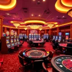 SODO CASINO vibrant gaming floor with luxurious slot machines, roulette, and poker games.