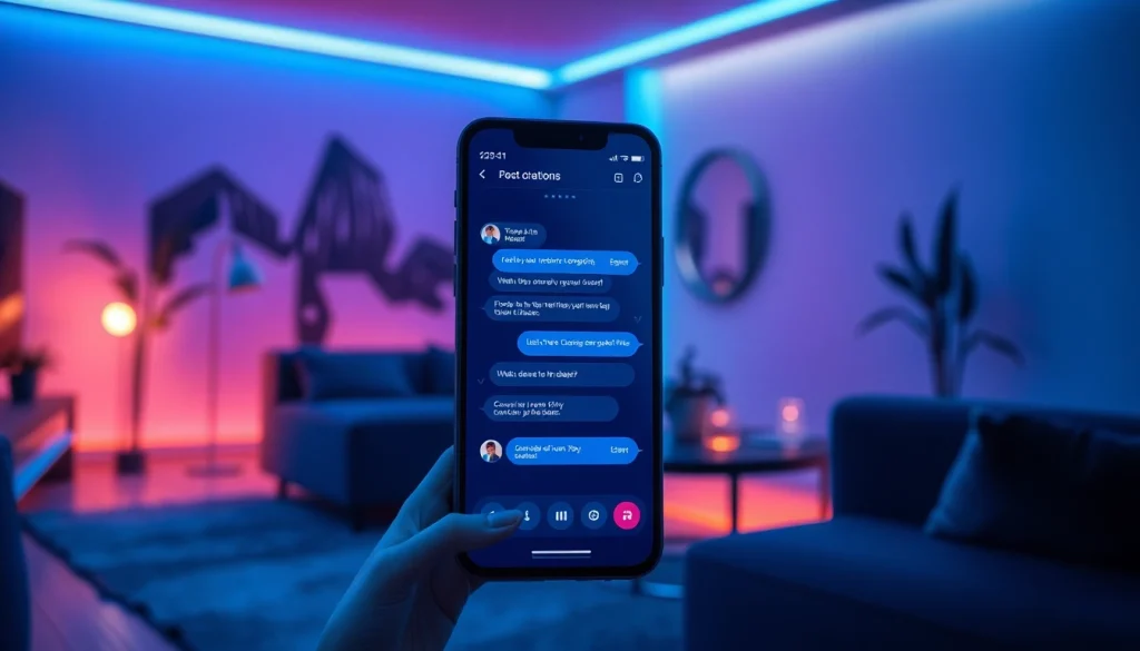 Engaging AI slut chatbot interaction on a modern smartphone in a stylish home.