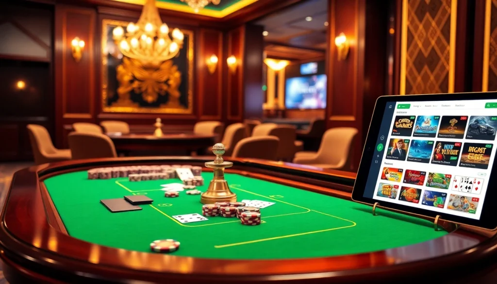 Betting excitement at http://bem88x.com/ featuring luxurious casino tables and engaging online gambling elements.