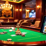 Betting excitement at http://bem88x.com/ featuring luxurious casino tables and engaging online gambling elements.