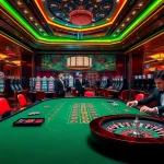The nhà cái rr88 logo featured in a luxurious casino setting with vibrant gaming tables and elegant dealers.
