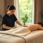 평택출장마사지 service with a young female therapist creating a calming atmosphere for relaxation.