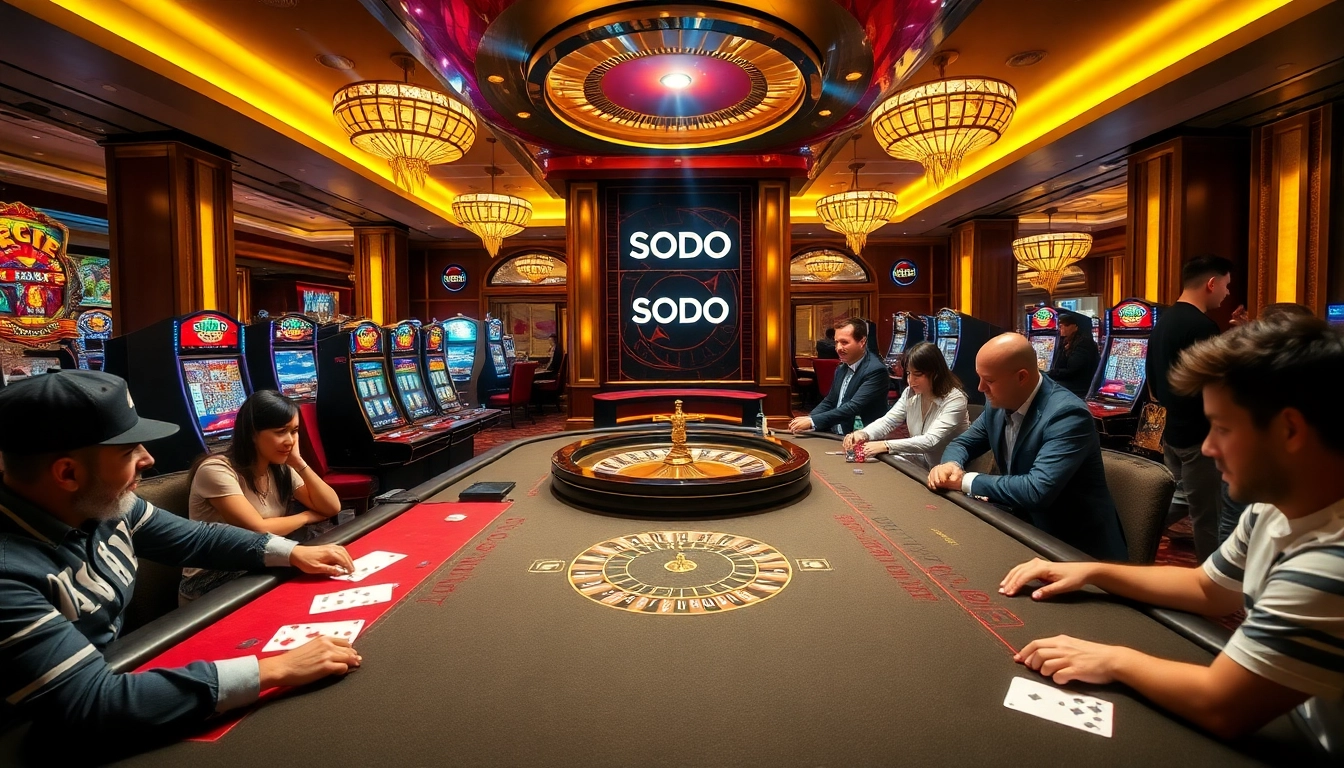 SODO Casino players engaging in high-stakes game action at vibrant tables.