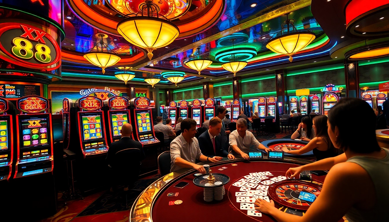 Players enjoying a thrilling game at a high-end casino with XX 88 prominently displayed.
