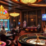Win big with idn slot at a luxurious casino, featuring vibrant machines and enthusiastic players.