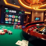 Experience thrilling action at UU88 with vibrant gaming tables and sophisticated casino elements.