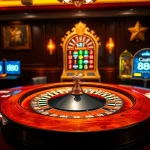 Exciting gambling atmosphere showcasing dn 888 with roulette wheel, poker chips, and colorful slot machine.