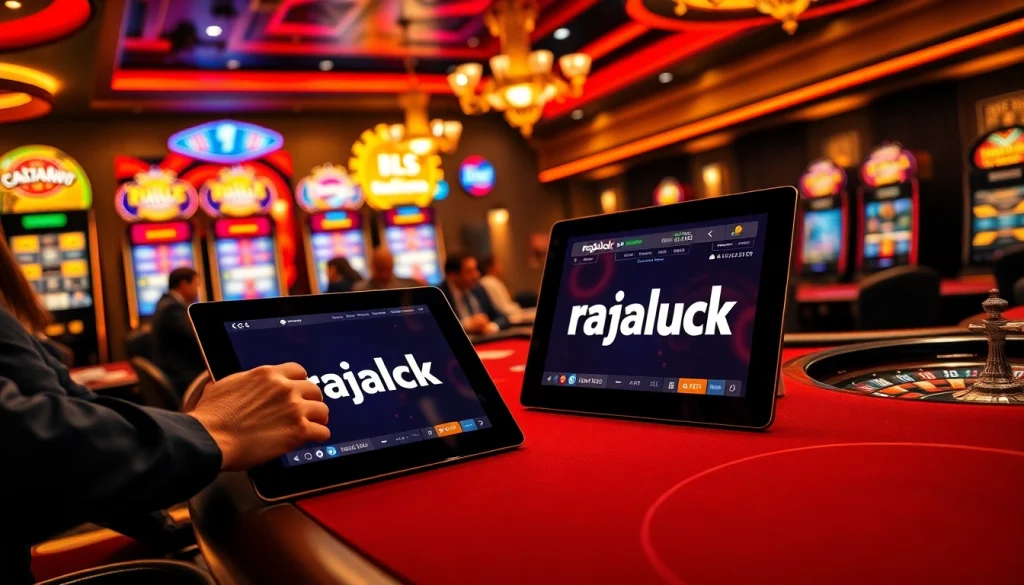 Engaging poker players at rajaluck, showcasing thrilling casino action and vibrant gaming atmosphere.