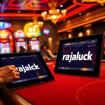 Engaging poker players at rajaluck, showcasing thrilling casino action and vibrant gaming atmosphere.