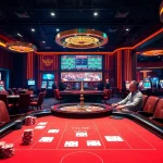 Exciting poker game action at nhà cái thabet casino with vibrant chips and cards.